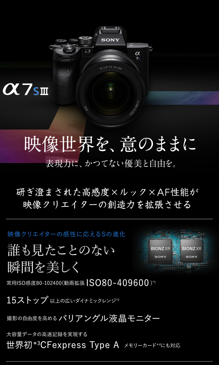 SONY（ソニー） フルサイズ ミラーレス一眼カメラ ILCE-7SM3 α7S III
