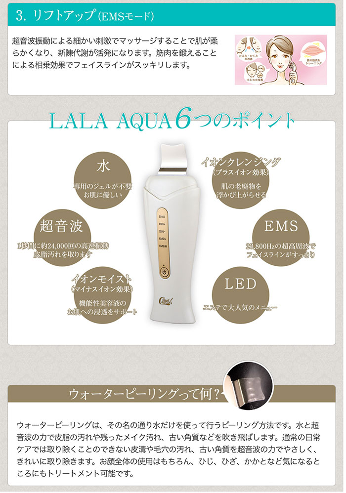 Canet 超音波美顔器 EMS付 ララ・アクア LALA AQUA LA-1000 キャネット