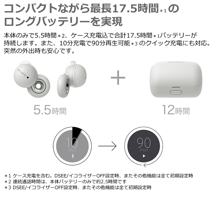 ソニー 完全ワイヤレス イヤホン LinkBuds ワイヤレスステレオ 