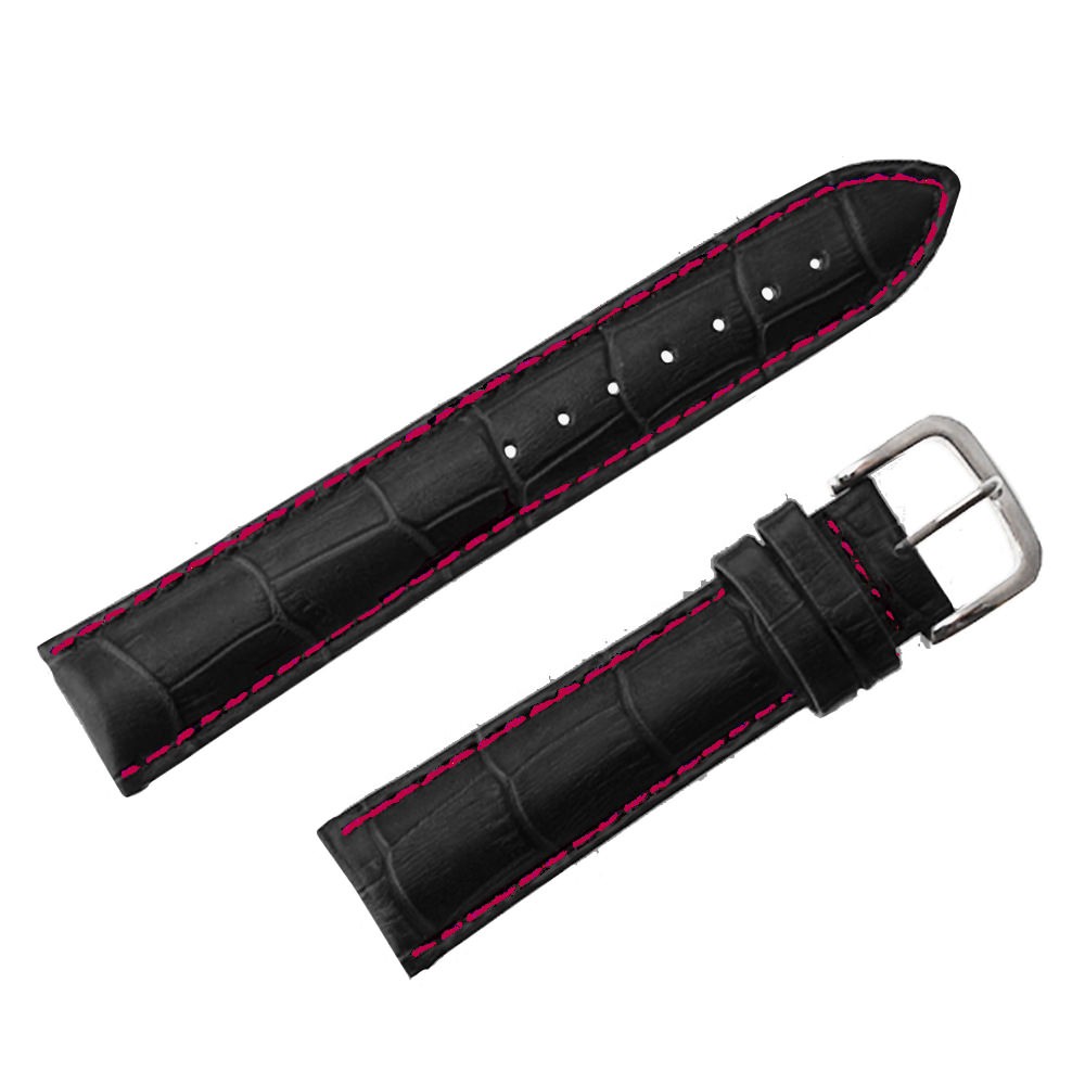 腕時計替えベルト 黒x赤ステッチ empt watch 腕時計ベルト ブラック 黒 赤ステッチ レッド バネ棒外し セット 革ベルト ベルト交換 バンド交換  ベルト バンド |  | 02