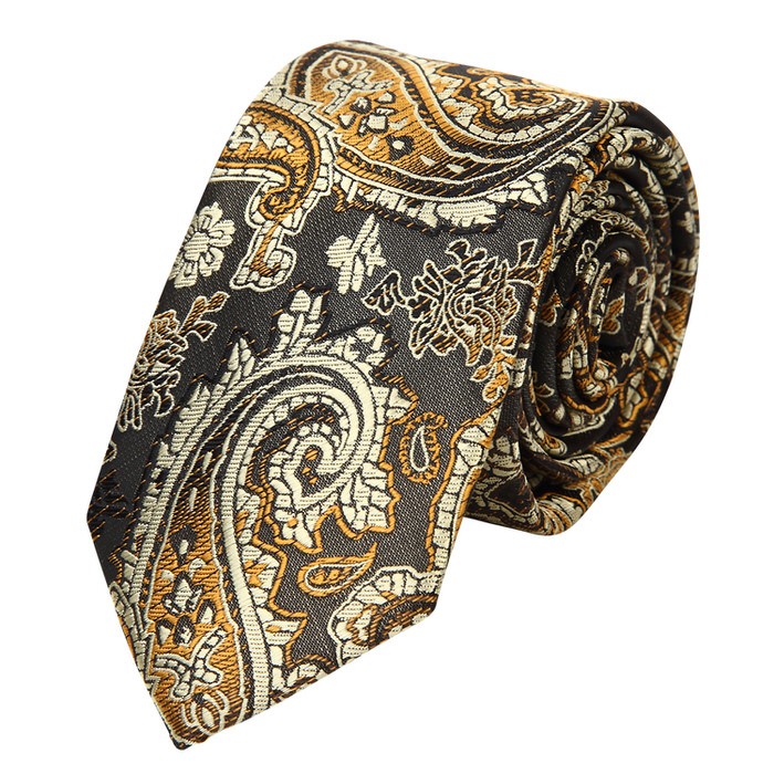ペイズリー柄 ネクタイ ペイズリー パーティー お呼ばれ 礼装 披露宴 紳士 かっこいい おしゃれ プレゼント 黒 ブラック  金 ゴールド |  | 03