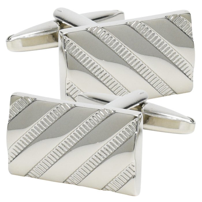 カフス 長方形 斜め ストライプ カフリンクス メンズ スーツ 結婚式 誕生日 シャツ プレゼント 上司 ギフト  ダブルカフス |  | 01