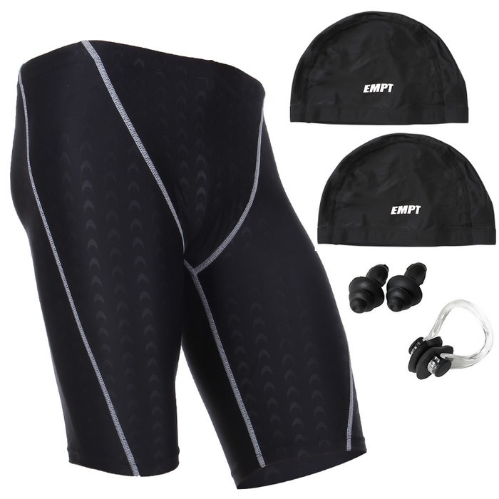 EMPT メンズ フィットネス水着 & キャップセット 耳栓 鼻栓 付フィットネスに最適なスイムウェアスポーツ 男性用 ショートパンツ 競泳水着 練習 |  | 09