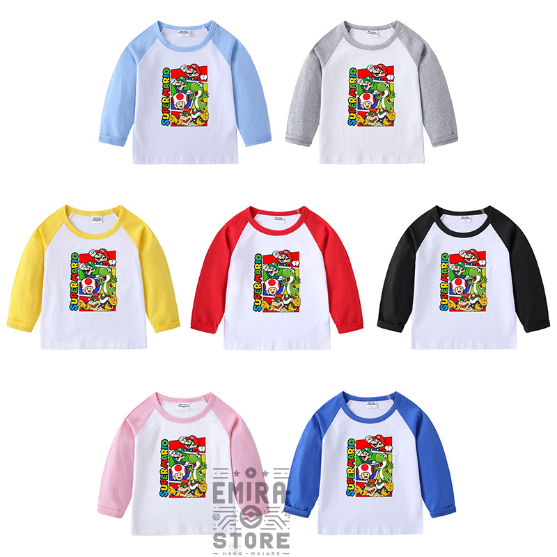 多色・多柄】春秋 子供服 スーパーマリオ 男の子 女の子 カットソー  