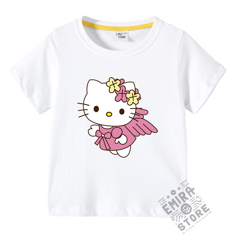 【多色・多柄】春夏新作 子供服 半袖Tシャツ ハローキティ 100%綿 ラウンドネック 丸首 女の子...