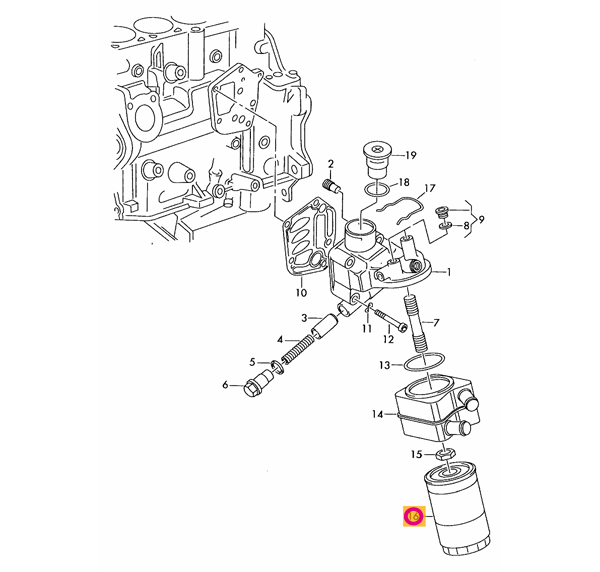 Audi アウディ A4(B7) 8EBFB用 オイルフィルター : audi-of00053