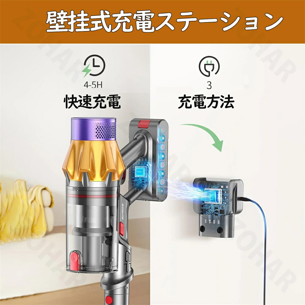 新モデル登場】掃除機 コードレス 45000pa超強力吸引 550W 60分長時間