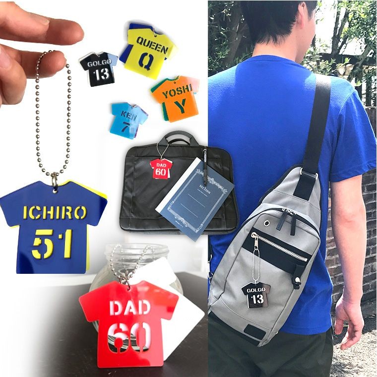アンシャンテラボ アクリル製Tシャツ型キーホルダー7cm 厚さ