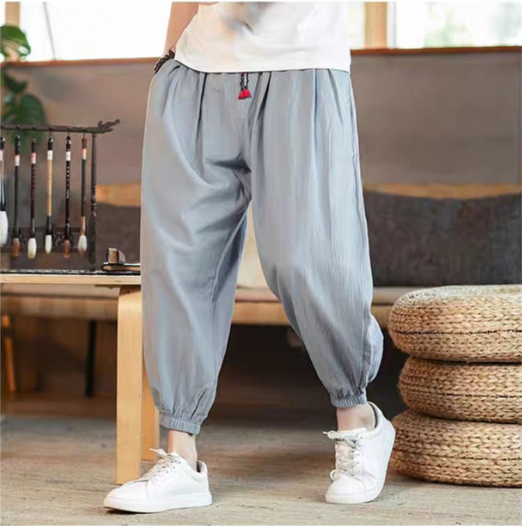 メンズ ワイドパンツ ゆったり サルエルパンツ 太め イージーパンツ 九分丈 脚長 ウエストゴム クロップドパンツ カジュアル 大きいサイズ 涼しい 送料無料 | ブランド登録なし | 02