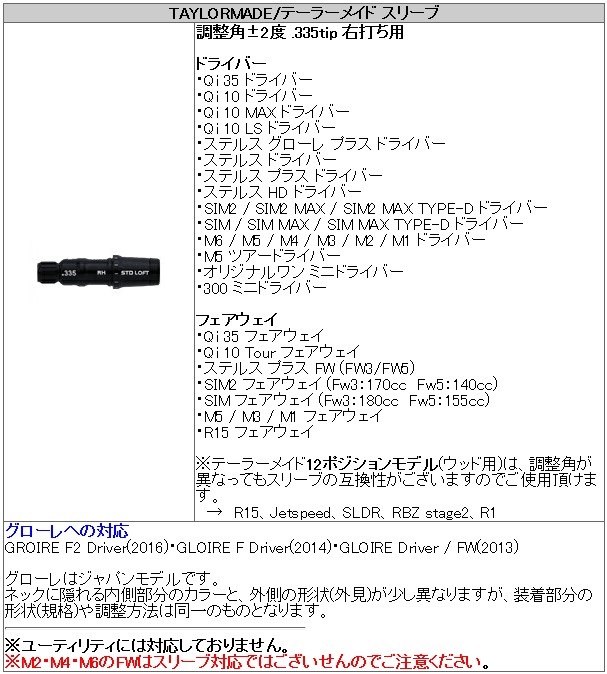 テーラーメイド　スリーブ装着シャフト ステルス２ / ステルス / SIM2 / SIM グラファイトデザイン ツアーAD DI シリーズ　Tour  AD WOOD GRAPHITE DESIGN