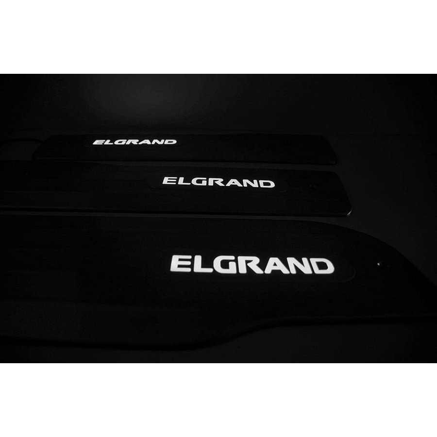 ELGRAND（エルグランド）E52系日産　 LEDドアスカッフプレート ステンレス製　白/青発光2...