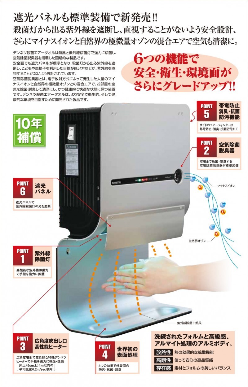 デンネツ殺菌エアータオル SDS100 速乾タイプ スタンダード 取付簡単 