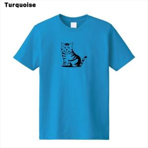 ジト目の猫プリントTシャツ