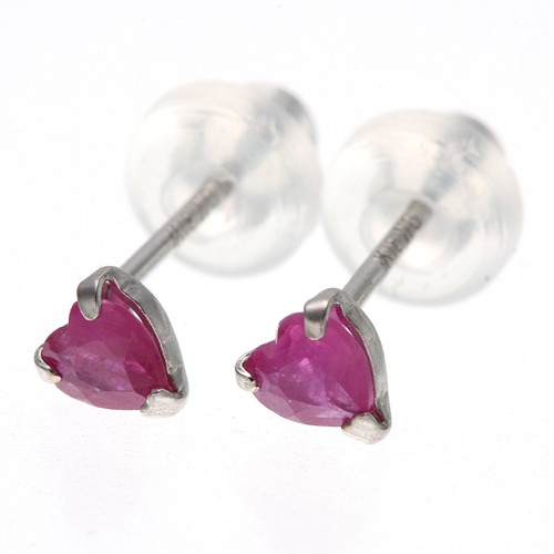 K18ホワイトゴールド 0.2ct ハートシェイプルビーピアス【商工会会員店
