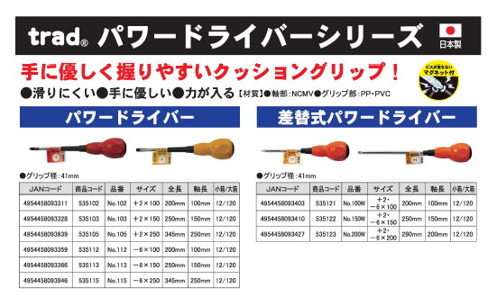 まとめ）TRAD パワードライバー/作業工具 〔-6×250〕 日本製 NO.115