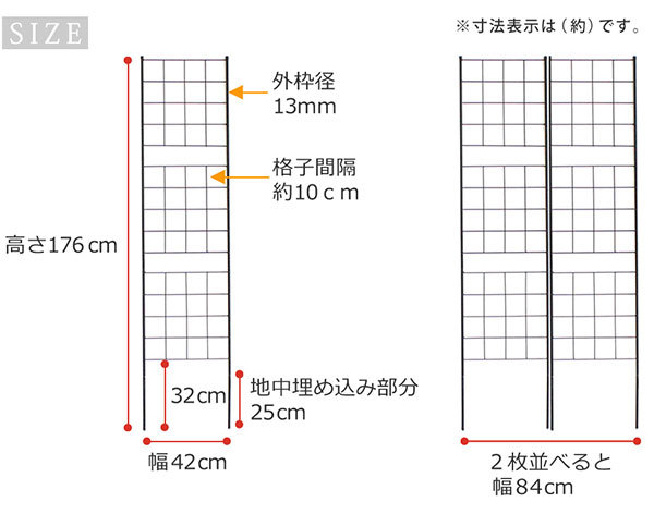 アイアンフェンス（スリムタイプ）高さ１７６「グラフ」　２枚組ブラック(IF-GR025-2P-BLK) 送料無料｜engei｜02