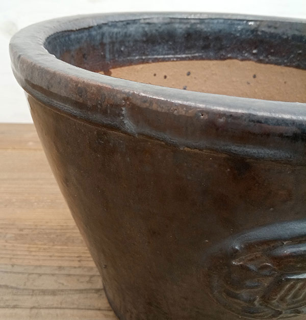 （わけあり特価）釉薬鉢：プロヴァンス直径36cm　アンスラサイト（黒）　ST319734｜engei｜04