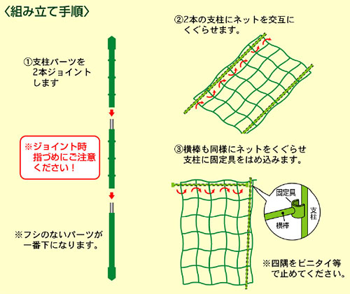 ニチカン：キュウリ支柱セット（ネット付）4個セット｜engei｜04