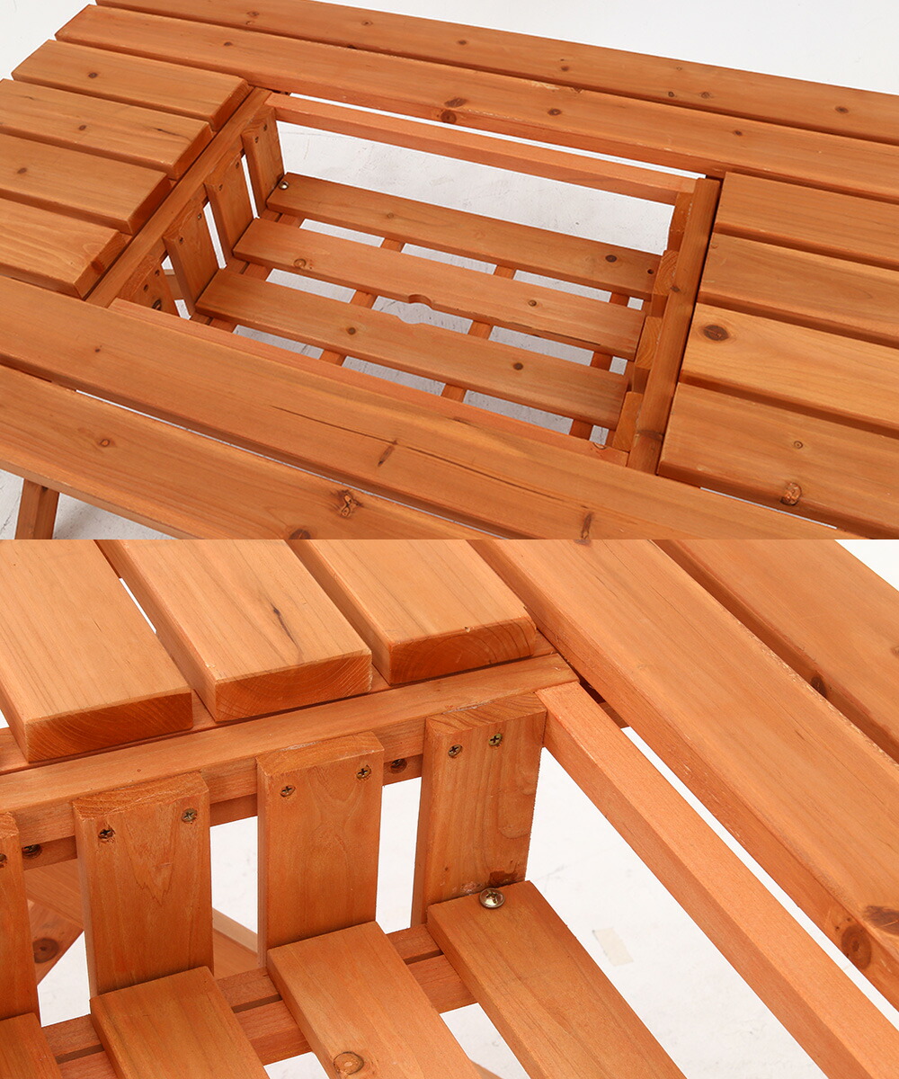 バーベキュー テーブル 120 ×72cm ベンチ セット 天然木 コンロベース