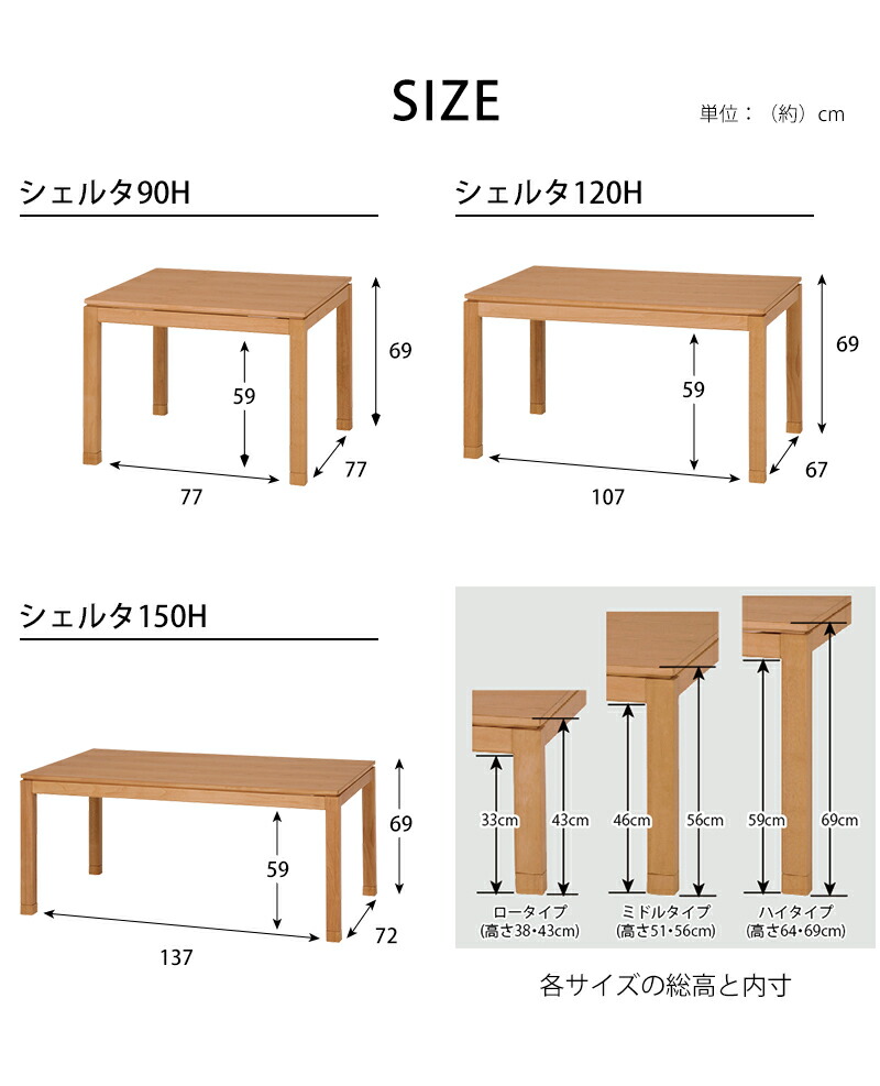 こたつ リビング コタツ シェルタ (約) 幅120 × 奥行80 × 高さ38cm