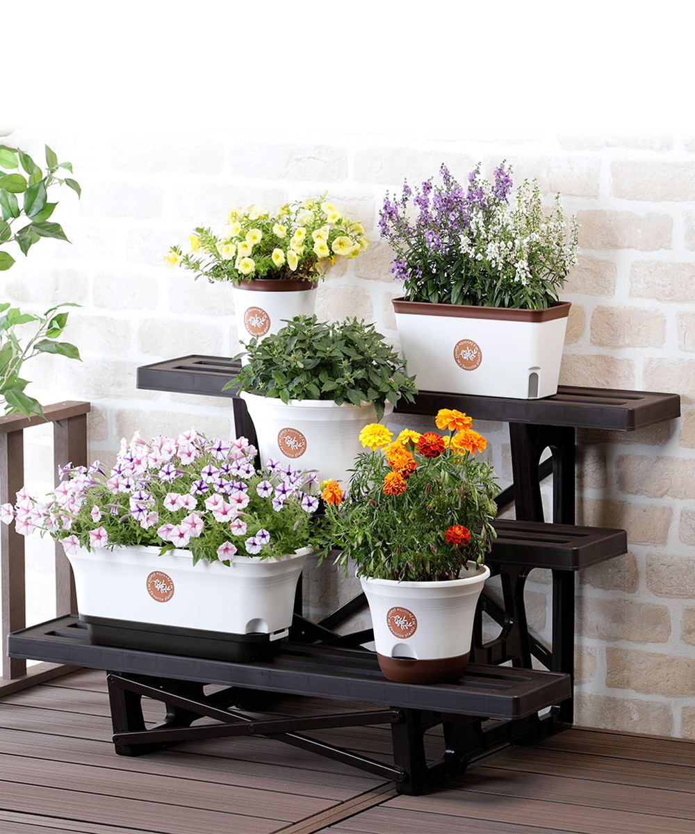 フラワースタンド 3段 900 ブラウン MA-2204 日本製 ボタニカル