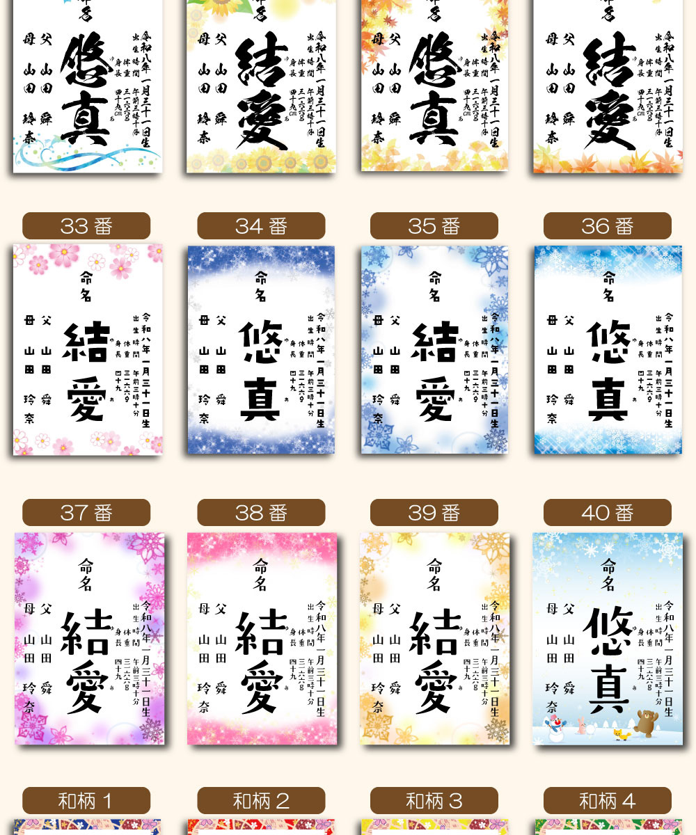 命名書とは子供に名付けをしたとき、その名前を紙などに生年月日とともに記したものです。