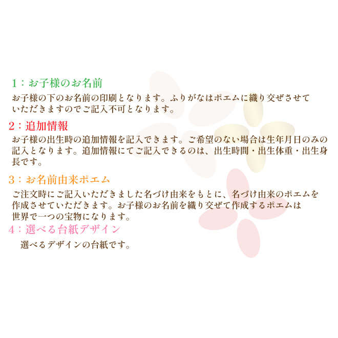 命名書 名入れ アクリル ポエム 命名紙 印刷代筆 出産祝い ギフト