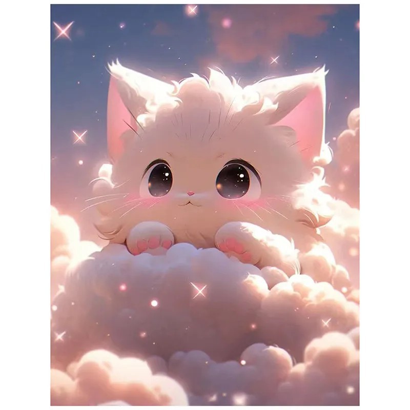 ★専用★ダイヤモンドアート特殊ビーズ　美しい女性と猫 30cm x 30cm ダイヤモンドアート 初心者 キット 猫 ビーズ 刺繍 ビーズアートキット