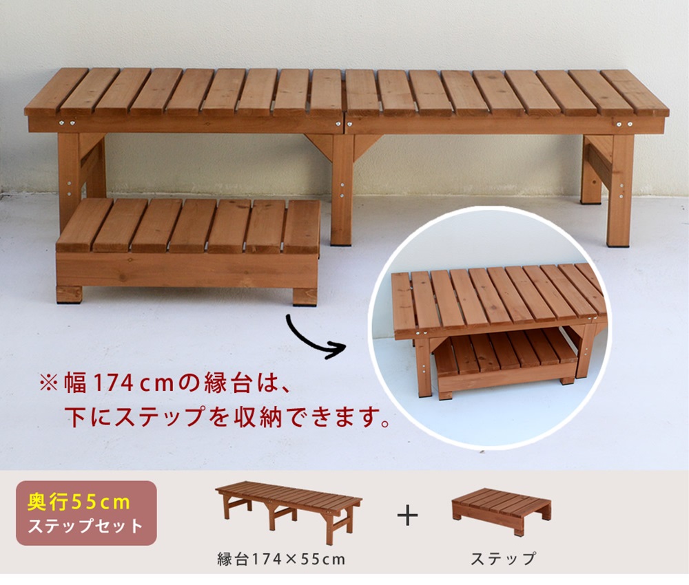 踏み台　段差　ステップ　玄関　縁台　ウッドデッキ　ひより　hiyori ユニット縁台ステップ hiyori（ひより） DES-65 ベランダ 玄関