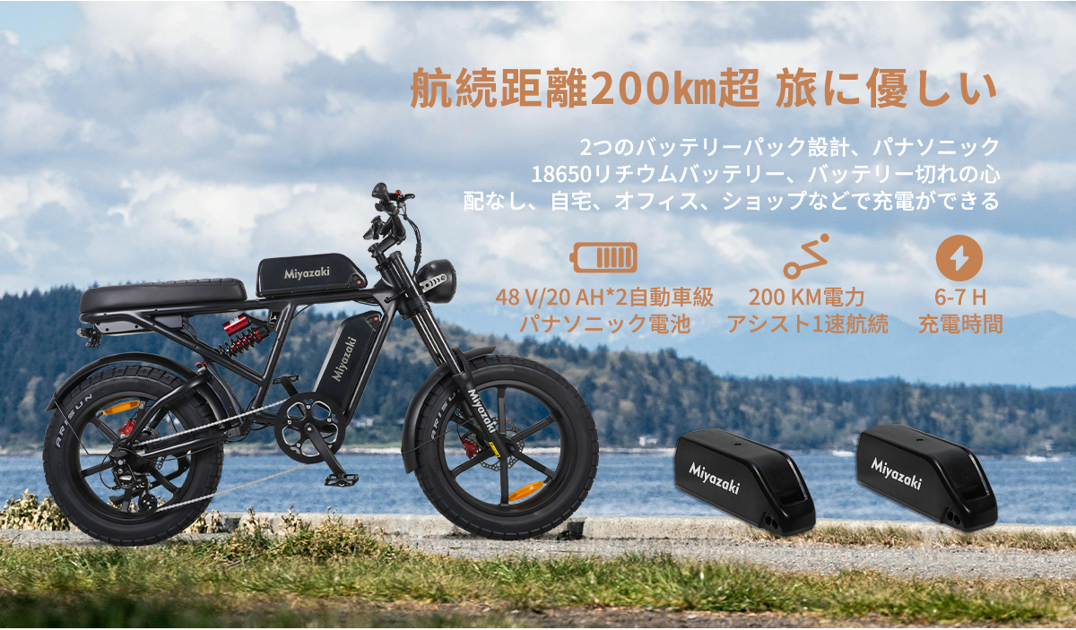 Miyazaki Pro ファットバイク 電動アシスト自転車 E-BIKE 型式認定取得品】【日本PSE取得品】【免許不要・公道走行可能