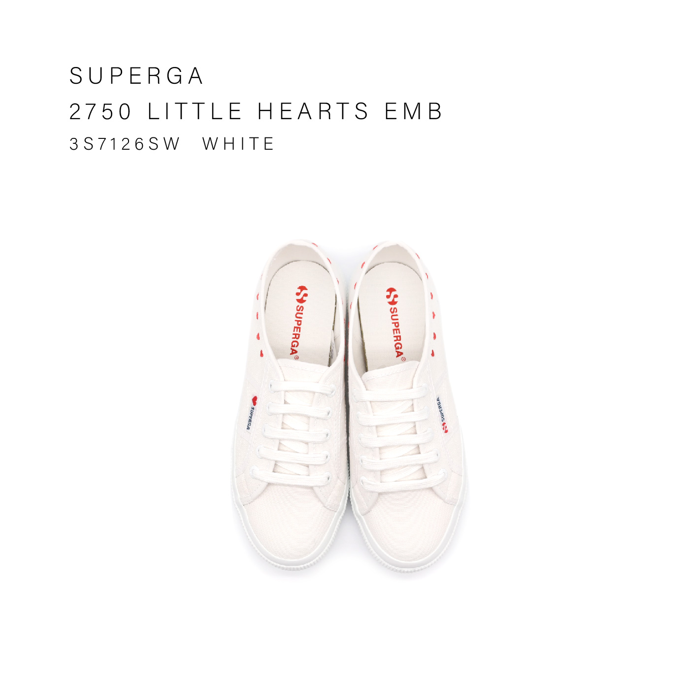 スペルガ SUPERGA スニーカー レディース 2750 LITTLE HEART EMB シューズ 靴 キャンバス ハート 3S7126SW WHT-RED 白｜enots-revir｜02