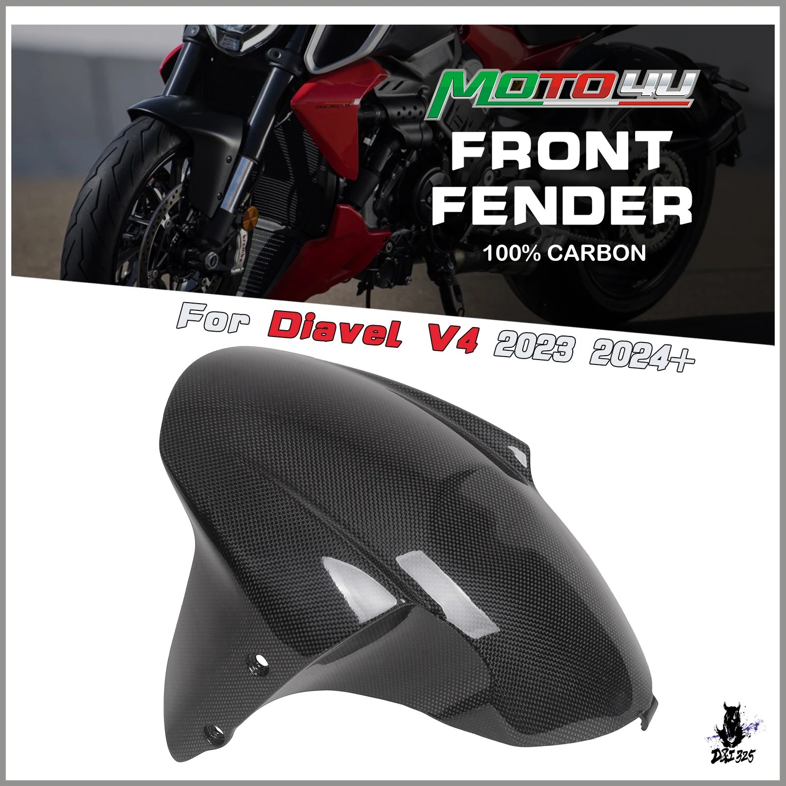 ディアベル用 カーボンフロントフェンダー DIAVELドゥカティDUCATI 互換品 Ducati Diavel V4 用 完全カーボン柄 フロントフェンダー 2023