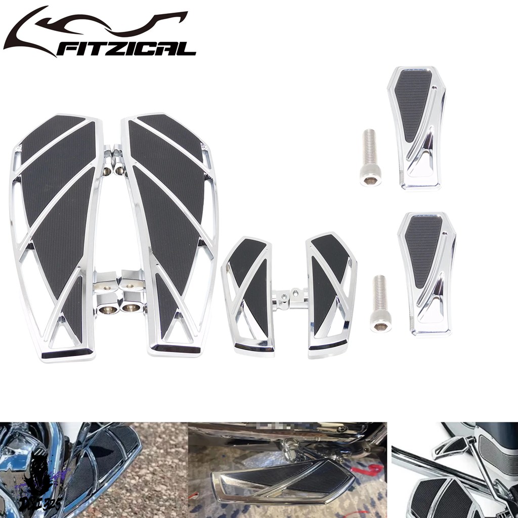 互換品  バイクマウントフットペグフットレストフロアボードクロームシフターペグハーレーツーリングロードキングエレクトラグライドソフテイルトライク._1