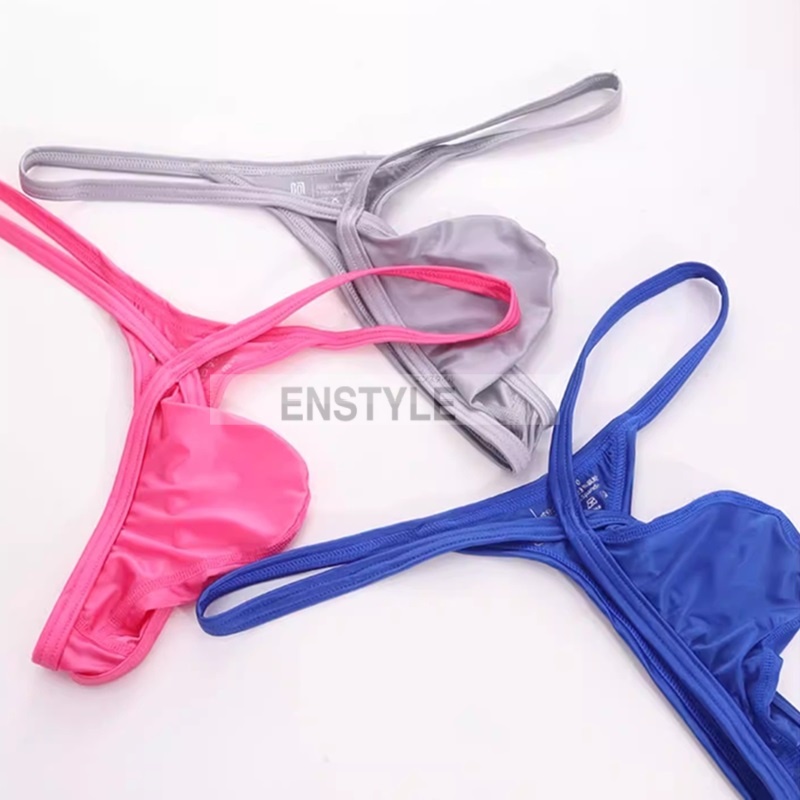フロントポーチ Tバック メンズ下着 サテン風 男性下着 セクシーインナー enstyle エンスタイル ay703dk