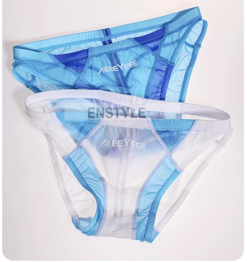 ビキニパンツ メンズ 超極薄 アイスシルク フロントノーシーム 配色切り替え フルバック エンスタイル enstyle ay787sj