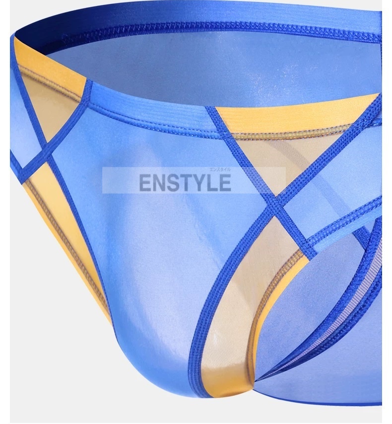 ビキニパンツ メンズ 超極薄 アイスシルク フロントノーシーム 配色切り替え フルバック エンスタイル enstyle ay787sj