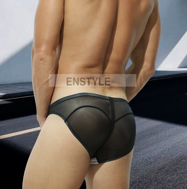 ビキニパンツ メンズ 超極薄 アイスシルク フロントノーシーム 配色切り替え フルバック エンスタイル enstyle ay787sj