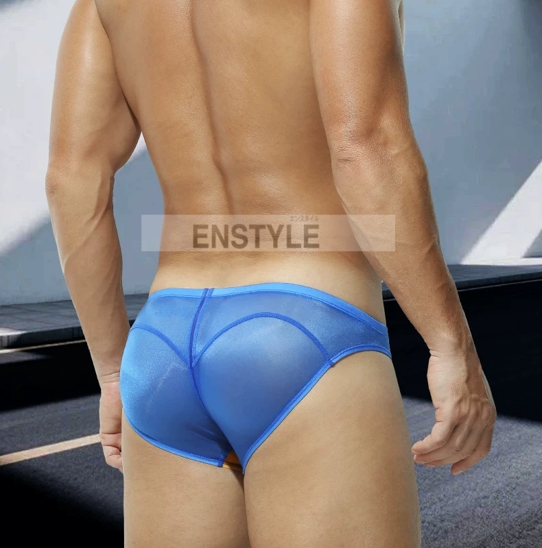 ビキニパンツ メンズ 超極薄 アイスシルク フロントノーシーム 配色切り替え フルバック エンスタイル enstyle ay787sj