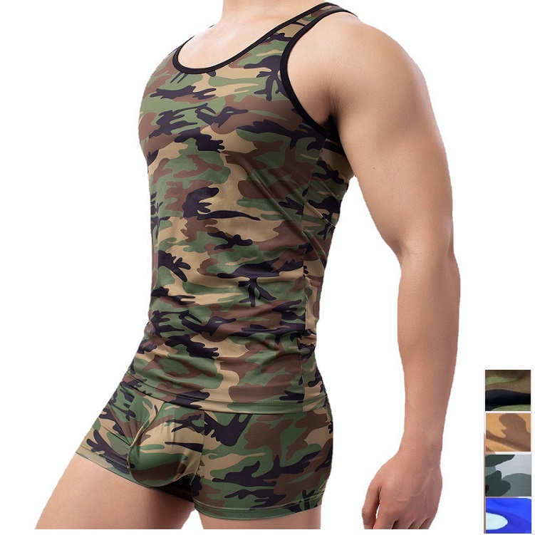 タンクトップ メンズ 迷彩柄 袖なし ノースリーブ ファッション トップス enstyle nk-e674