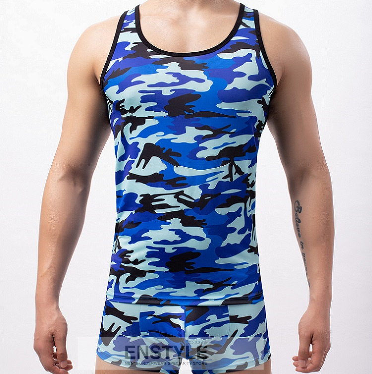 タンクトップ メンズ 迷彩柄 袖なし ノースリーブ ファッション トップス enstyle nk-e674