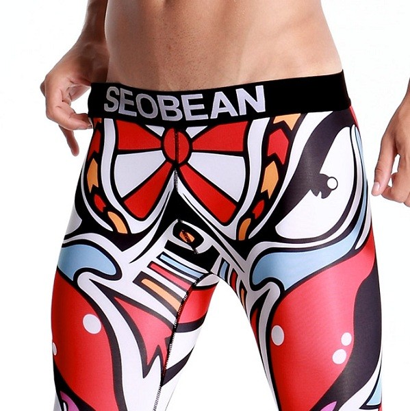  SEOBEAN 弾力 ストレッチ素材 総柄 メンズタイツ レギンス ロングスパッツ スウェットパンツ SB406 