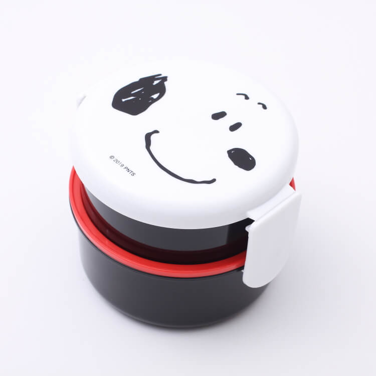 弁当箱 スヌーピー 丸型ランチボックス2段 スヌーピーフェイス 