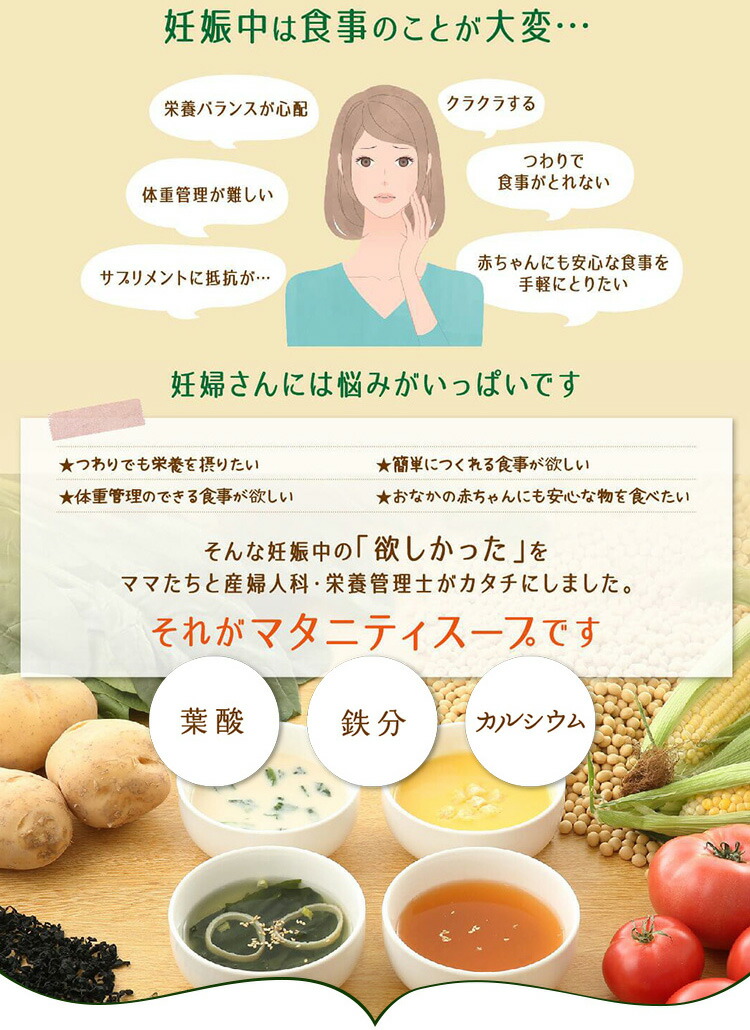 妊婦 マタニティ食品 マタニティスープ 7食入り ご自宅用簡易包装 全4種 同種類のスープ×7食セット 栄養補給 贈り物 つわり 健康食品 鉄分 葉酸  カルシウム :z21185:生活雑貨 通販 ランデルストア - 通販 - Yahoo!ショッピング