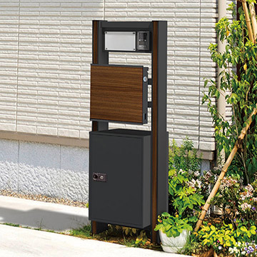 表札灯なし】ポスト・宅配ボックス付き門柱 ストレーゼワイド2 Lタイプ