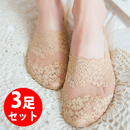 靴下 フットカバー カバーソックス 3足セット 深履き シースルー