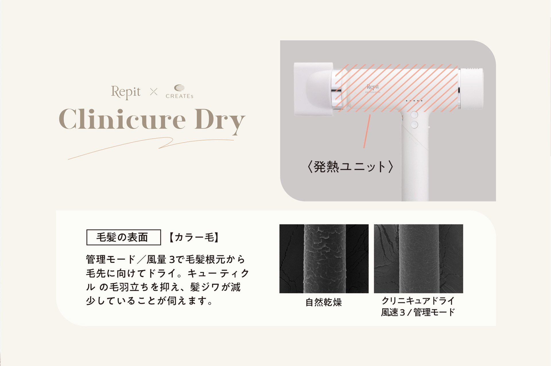 CREATEs（クレイツ） レピ クリニキュアドライ メーカー保証付き Repit
