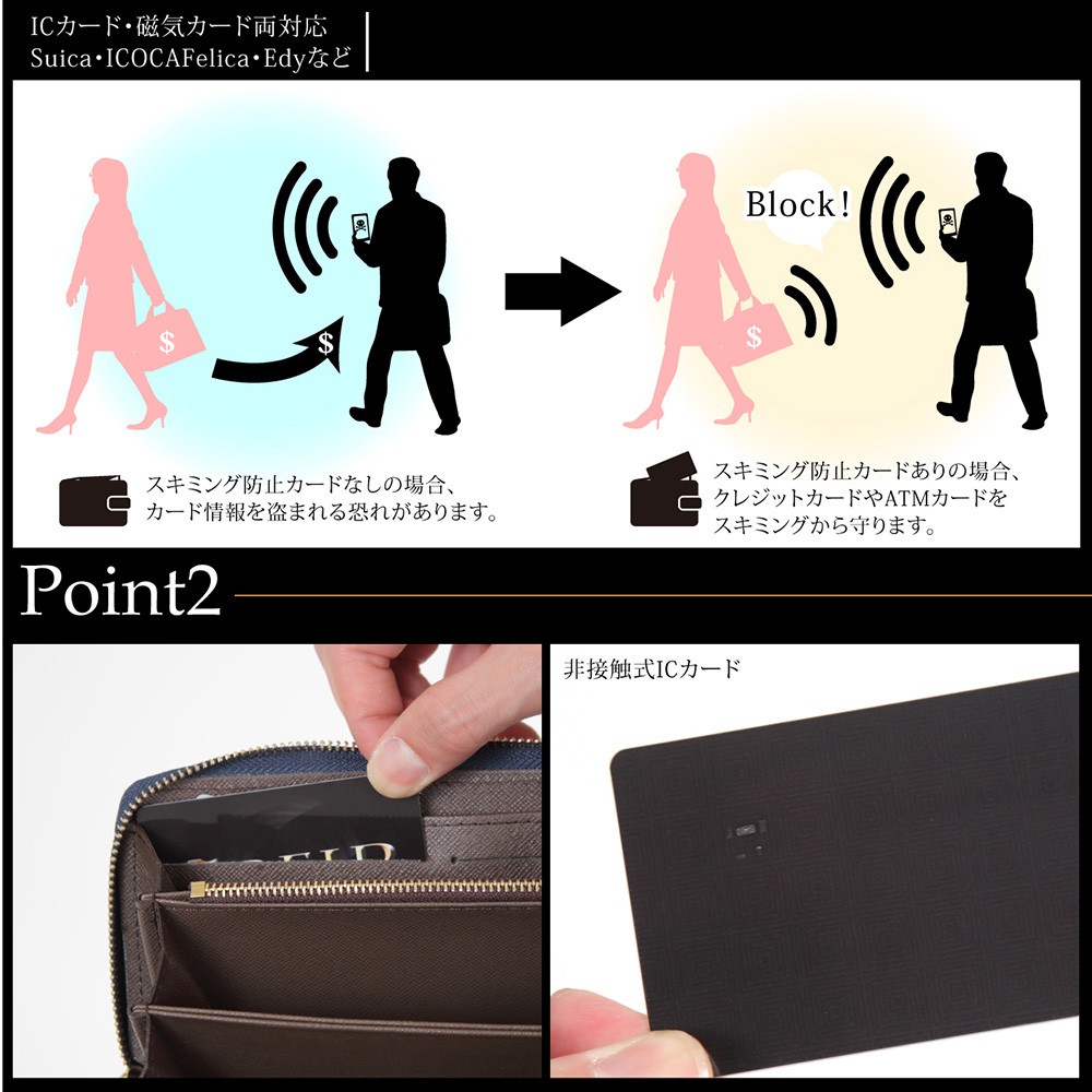 【送料無料】海外旅行用品 防犯 スキミング防止カード RFID カード クレジットカード情報スリから保護する（ブラック グロス（光沢））