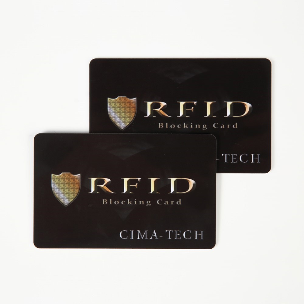 送料無料 REID Card 海外旅行用品 防犯 スキミング防止カード RFID カード 2枚セット クレジットカード情報 スリ 保護 ブラック グロス 光沢