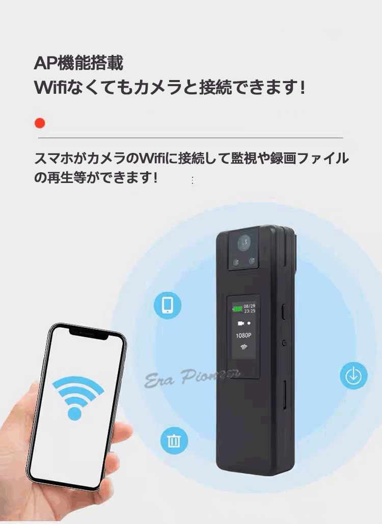 防犯カメラ 小型 ビデオカメラ Wifi ドライブレコーダー スポーツ 