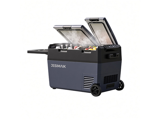 10/11までボーナス+10% JESIMAIK ポータブル冷蔵庫 25L 35L 車載冷蔵庫 ハンドル キャスター付 大容量 -20℃ 2室独立 急速冷凍 AC/DC 車中泊 キャンプ F25K F35K
